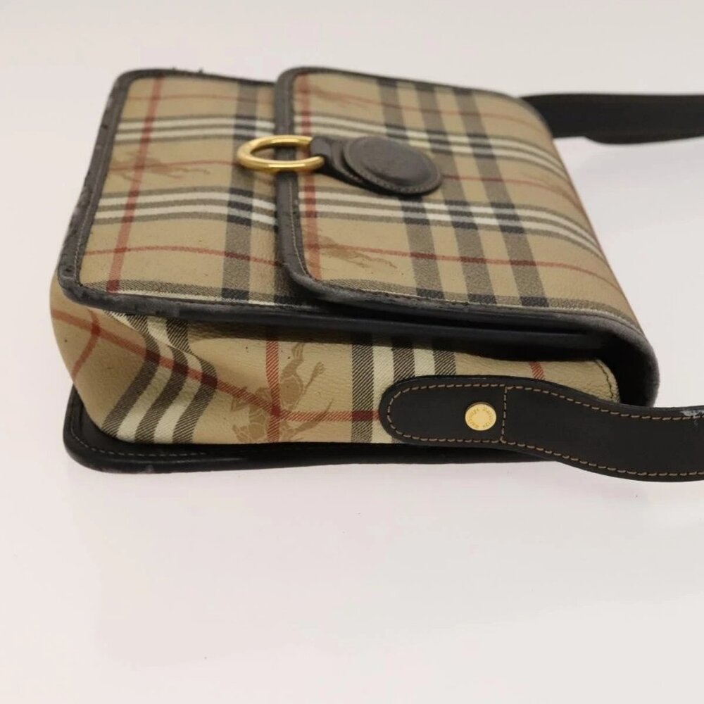 BURBERRY Nova Check Shoulder Bag PVC Beige Gold Auth 136729 - Picture 4 of 15